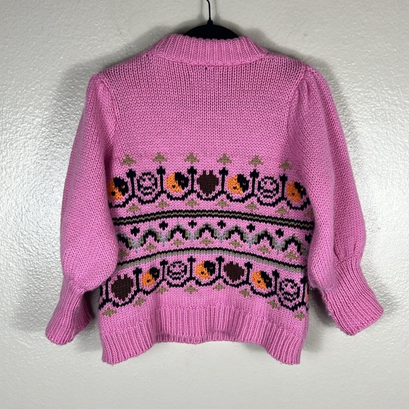 Ganni Hand Knit Pink Wool Puff Sleeve Sweater - Picture 10 of 10